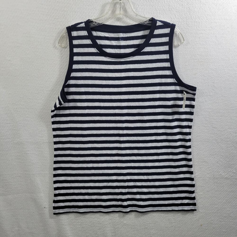 Talbots Women's Blue Striped Linen Blend Tank Top Size 1X NWT 52025-1132 - Picture 6 of 6